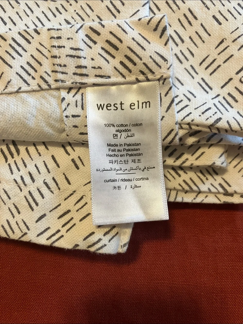 West Elm Fragmented Lines Grey 48”x90” Dot Dash Curtains Unlined - Set of 2